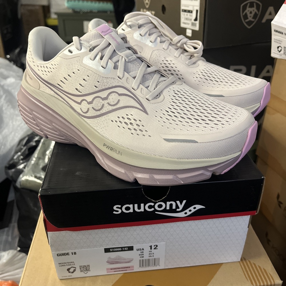 Saucony Guide 18 Women's Size 12 (Moon/Quail) White Purple NEW